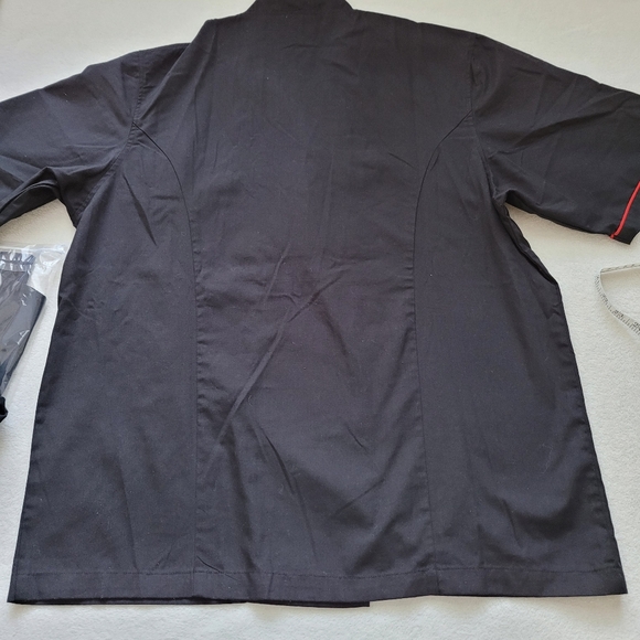 Happy Chef | Signature Chef Coat NWOT Unisex black & red Men's Large - Picture 10 of 11